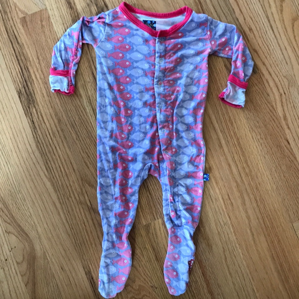 Kickee Pants Pink and Purple Footie - 3-6 months